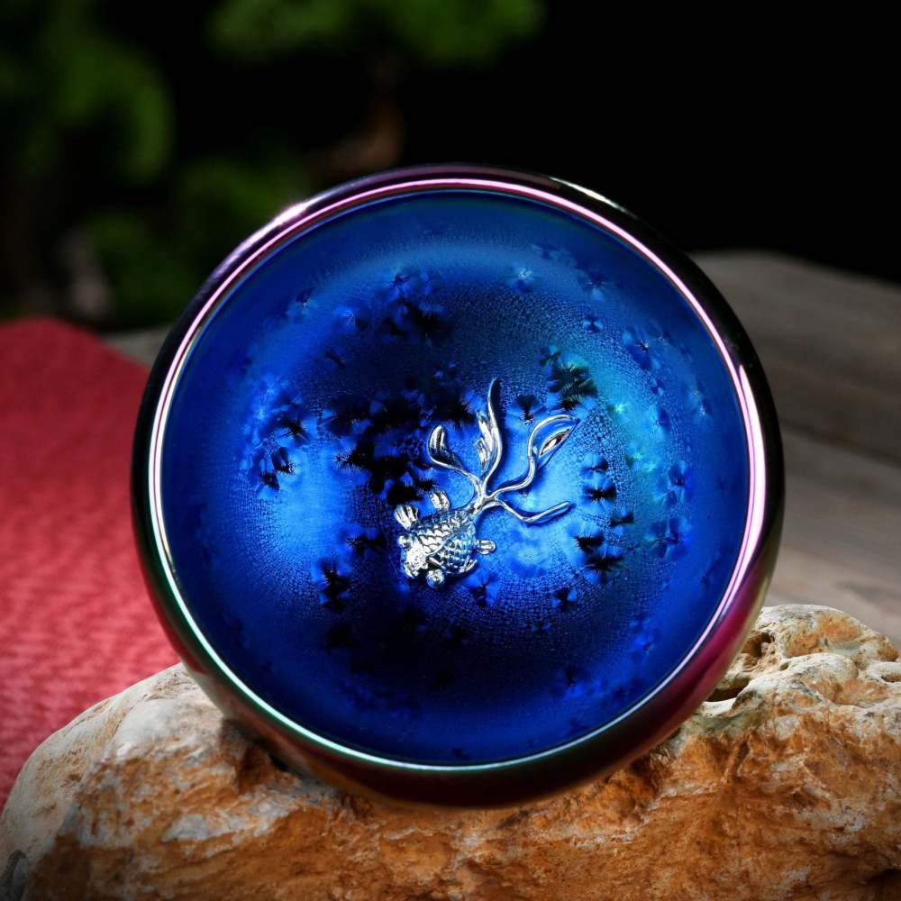 Lotus Dragon Phoenix Koi Fish Peacock Chinese Jianzhan Inlaid Kiln Change Ceramic Teacup Kung Fu Tea Cup