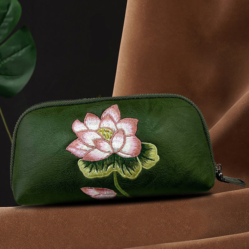 Lotus Su Embroidery Journey Shopping Purse Handbag
