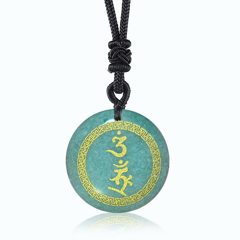 Surrounding Swastika Pattern Vajra Protection Mantra Natural Various Crystal Black Obsidian Fulfilment Necklace Pendant