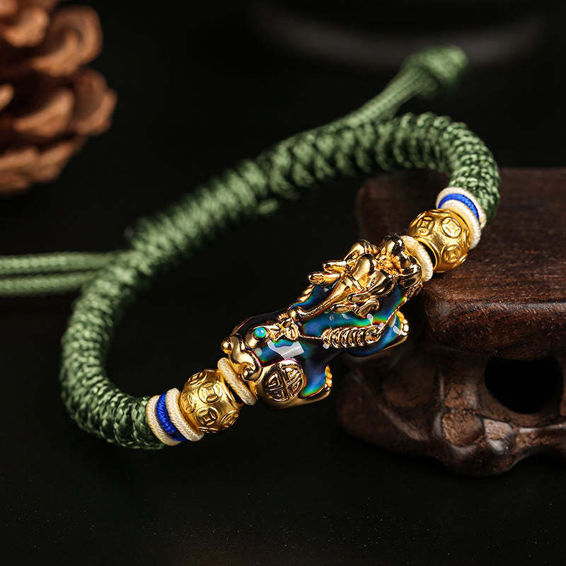 Feng Shui PiXiu Color Change Copper Coin Beads Wealth String Bracelet