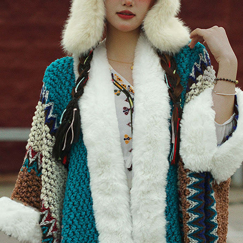 Tibetan Multicolored Striped Shawl Winter Cozy Travel Scarf Wrap