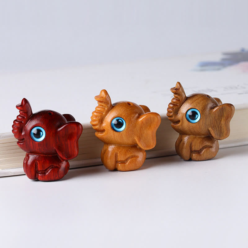 Sandalwood Small Leaf Red Sandalwood Green Sandalwood Lucky Mini Elephant Carved Protection Decoration