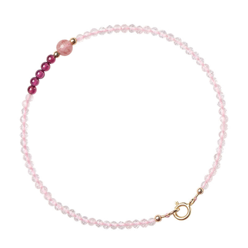 2mm Rose Quartz Garnet Strawberry Quartz Ultra-Thin Beads Healing Energy Bracelet