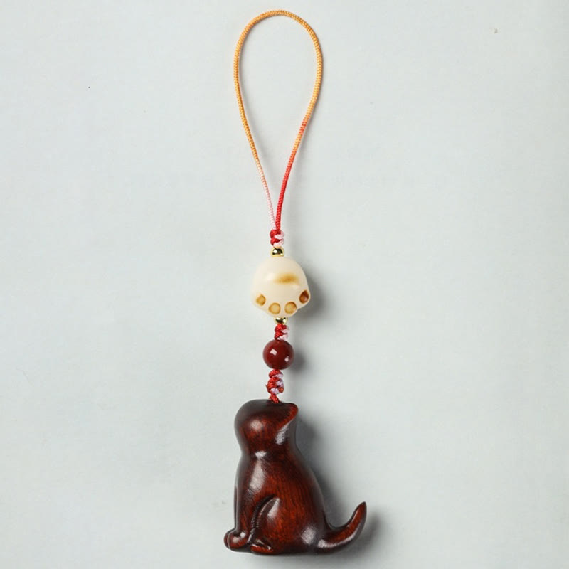 Small Leaf Red Sandalwood Green Sandalwood Sandalwood Sitting Cat Sooth Phone Hanging Decoration