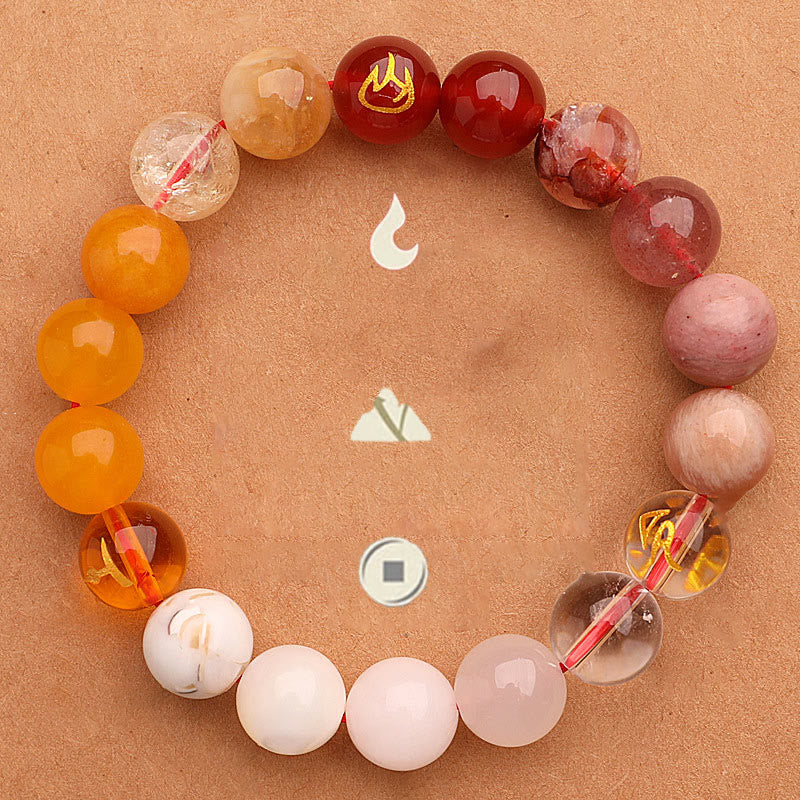 Five Elements Various Agate Crystal Sun Stone Wisdom Bracelet