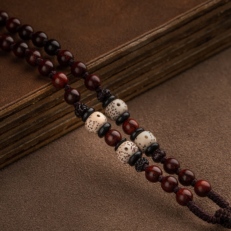 Chinese Zodiac Natal mystic zen Small Leaf Red Sandalwood Lotus Protection Necklace Pendant