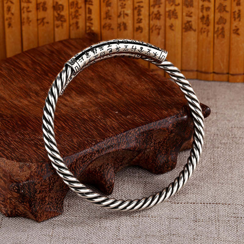 Retro Heart Sutra Twisted Design Pattern Balance Bracelet Bangle