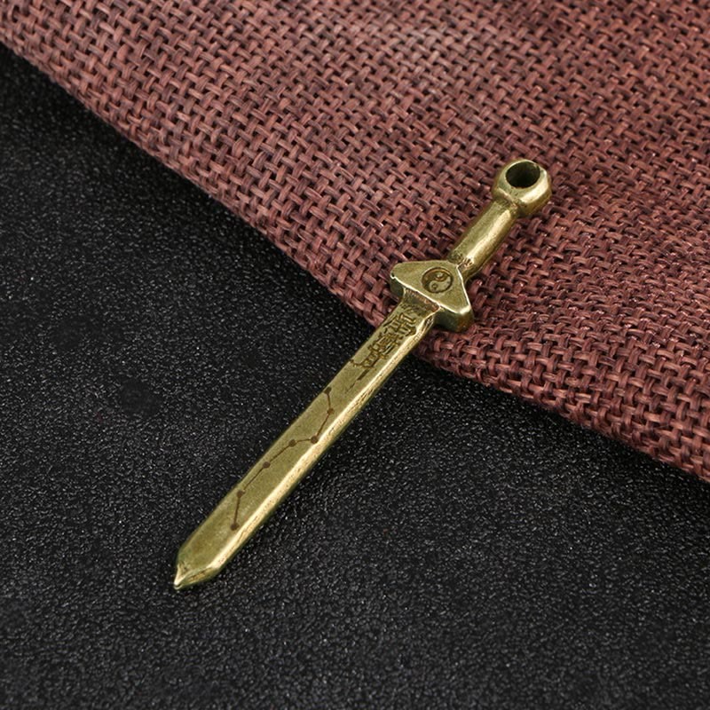 Vintage Yin Yang Copper Brass Sword Balance Necklace Pendant