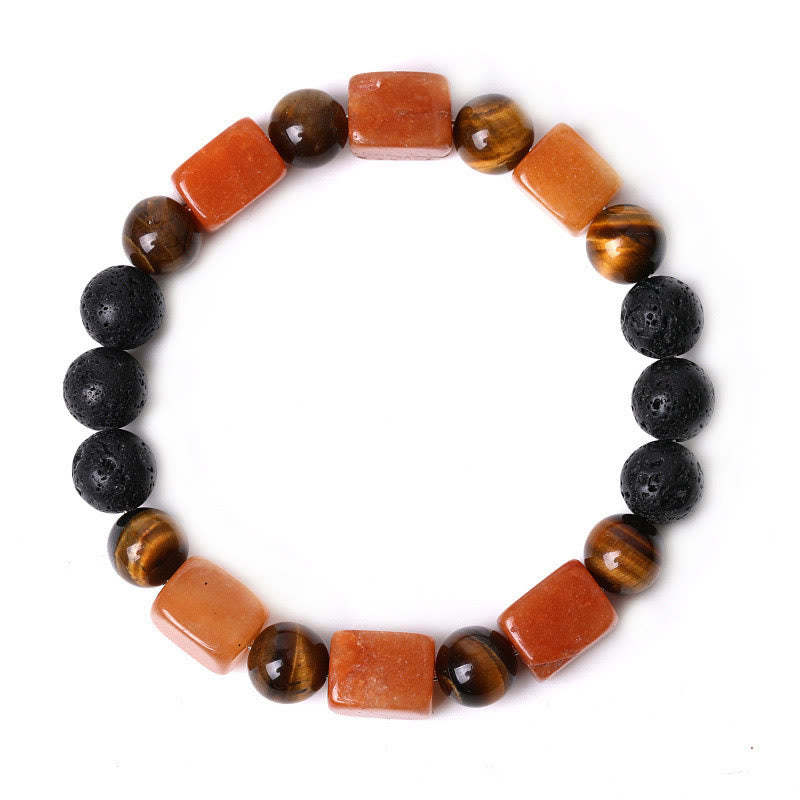 Various Crystals Cube Amethyst Lava Rock Support Bracelet