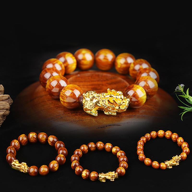 Lucky Golden Tiger Eye Abundant Pixiu Bracelet