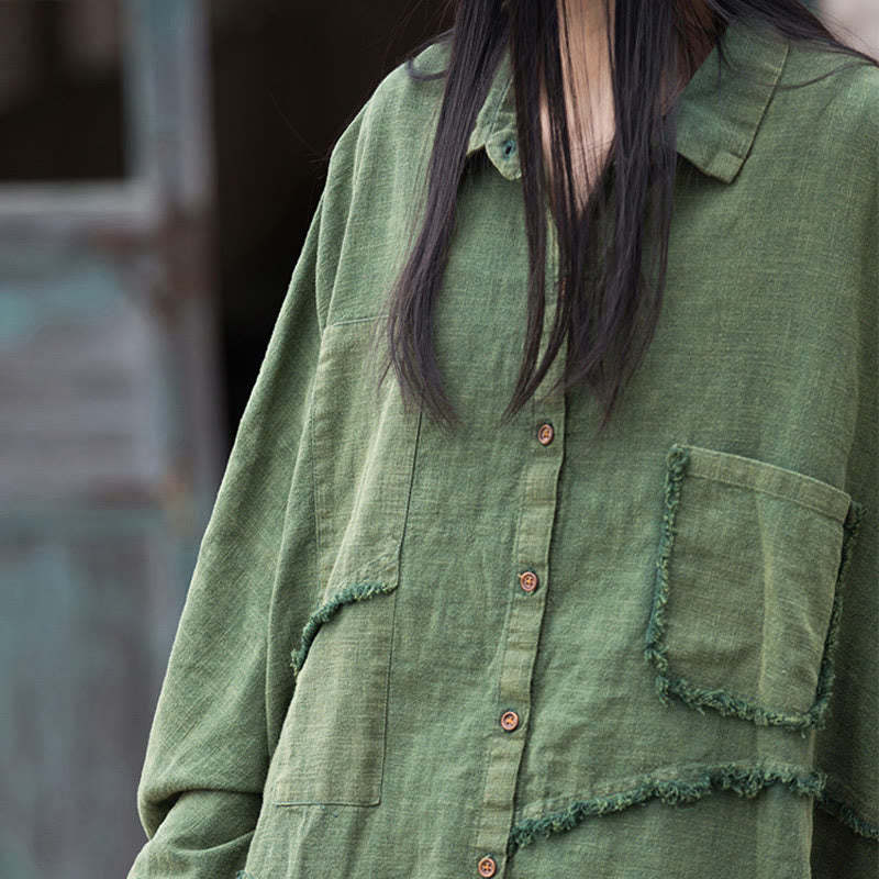 Irregular Splice Ramie Cotton Clothing