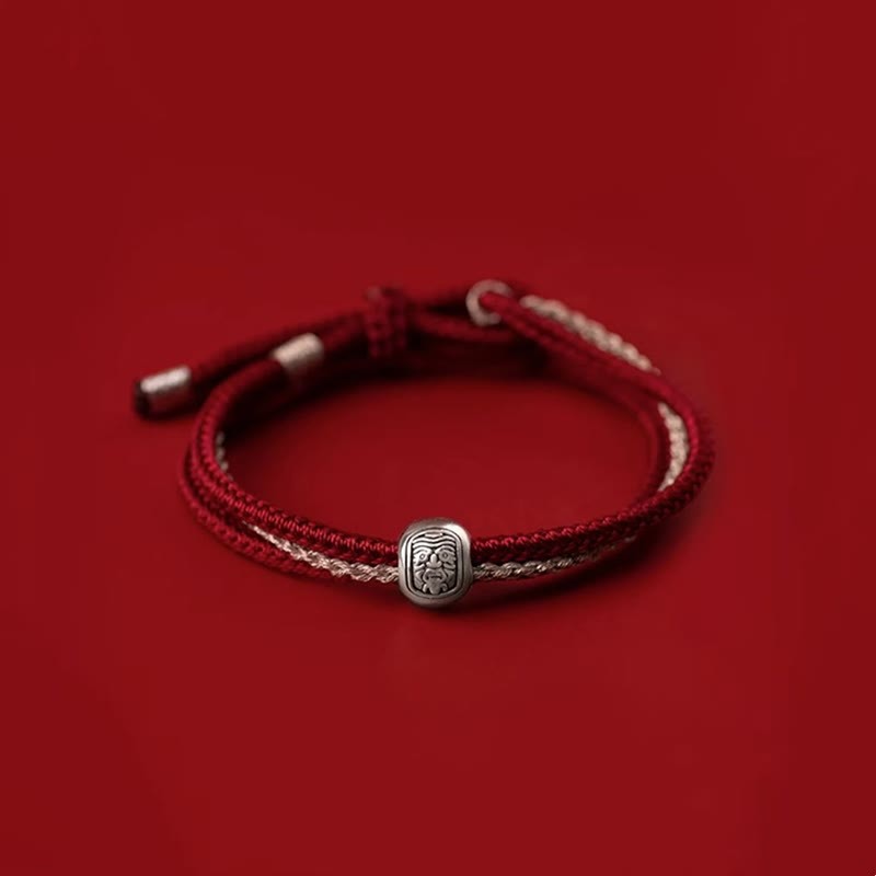 925 Sterling Silver Tibetan Zakiram Goddess of Wealth Luck Rope Bracelet