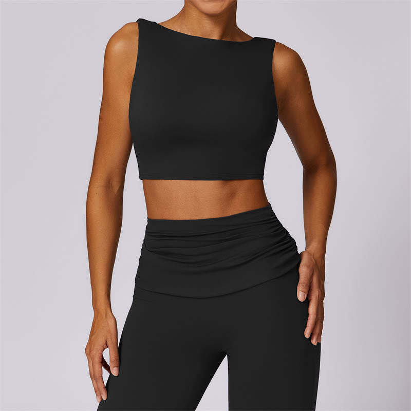 Sleeveless Backless Strap Tank Top Bra Flared Pants Sports Fitness Yoga