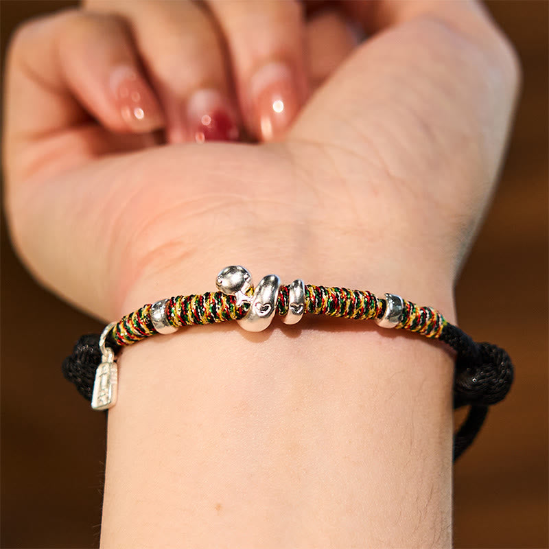 999 Sterling Silver Year Of Snake Red String Happiness Protection Braided Bracelet