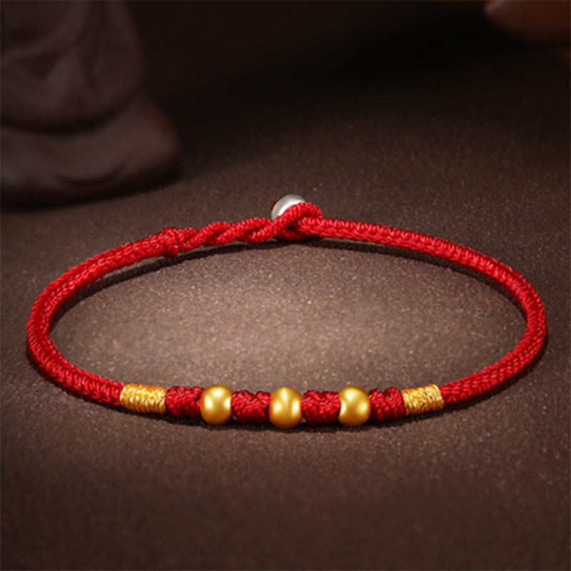 999 Gold Beads Luck King Kong Knot Handmade Braided Protection Bracelet