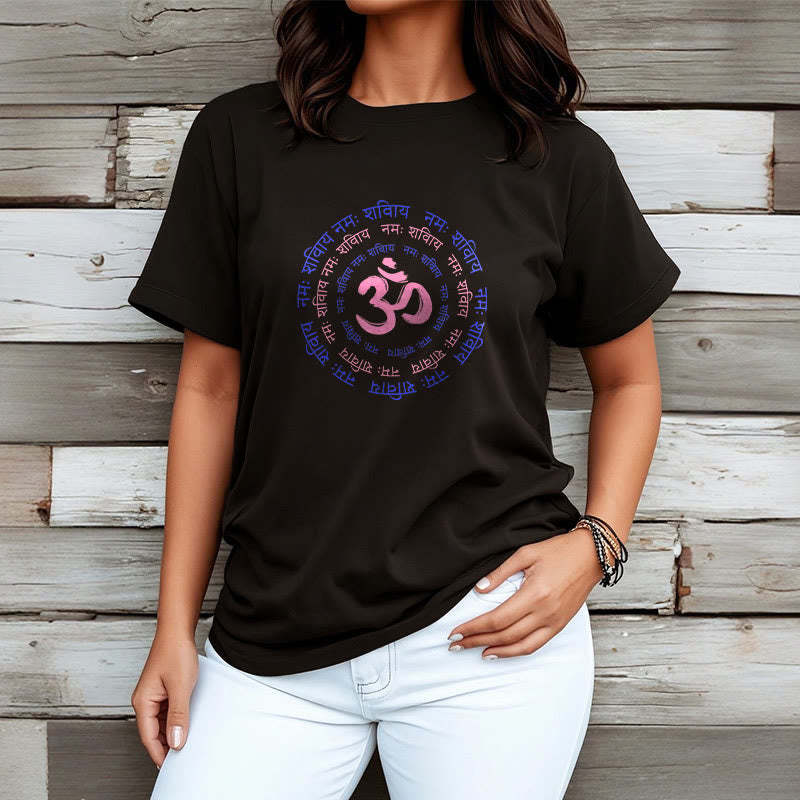 OM Mantra Character Sanskrit Cotton Tee T-shirt