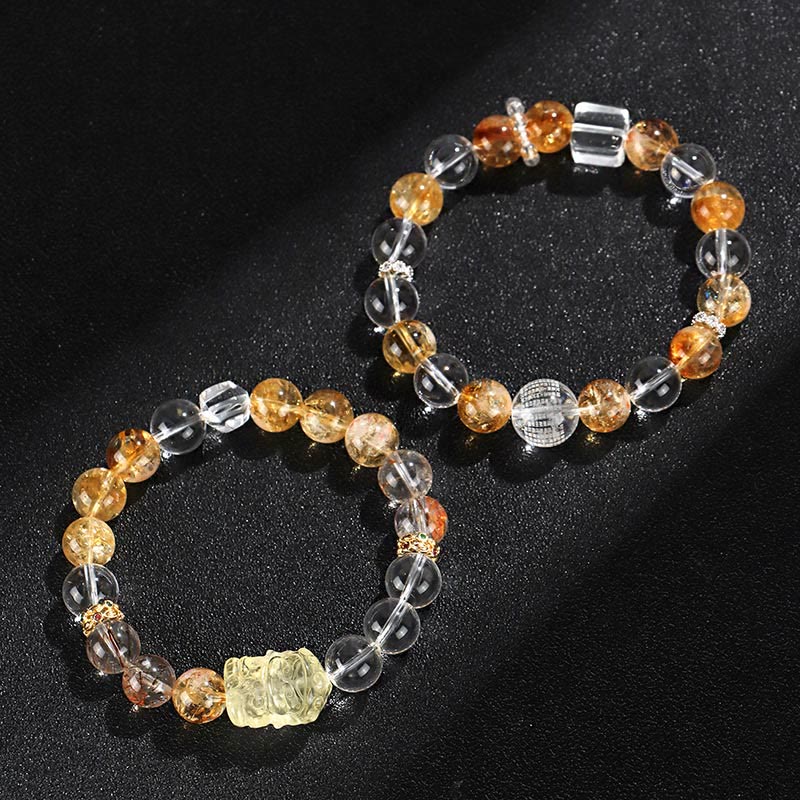 Natural Citrine Pearl Topaz White Crystal Protection Bracelet