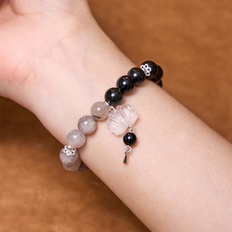 Handmade Tibetan Silver 925 Sterling Silver Zakiram Goddess of Wealth Camel Bone Protection Braided Bracelet