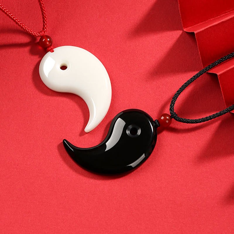 Yin Yang Tai Chi Diagram Hetian Jade Luck Necklace Pendant