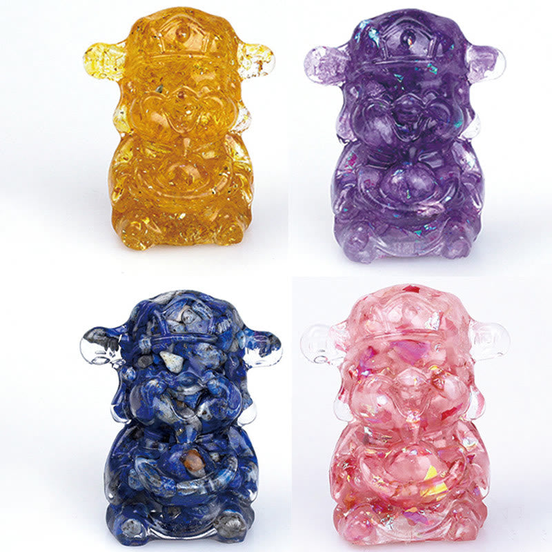 God of Wealth Amethyst Crystal Resin Energy Fortune Home Decoration
