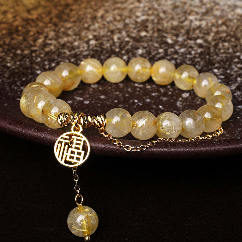 Citrine Lucky Fu Character Happiness Bracelet