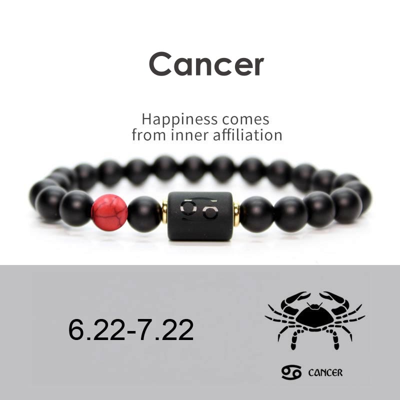 12  Constellations of the Zodiac Black Onyx Adjustable Bracelet