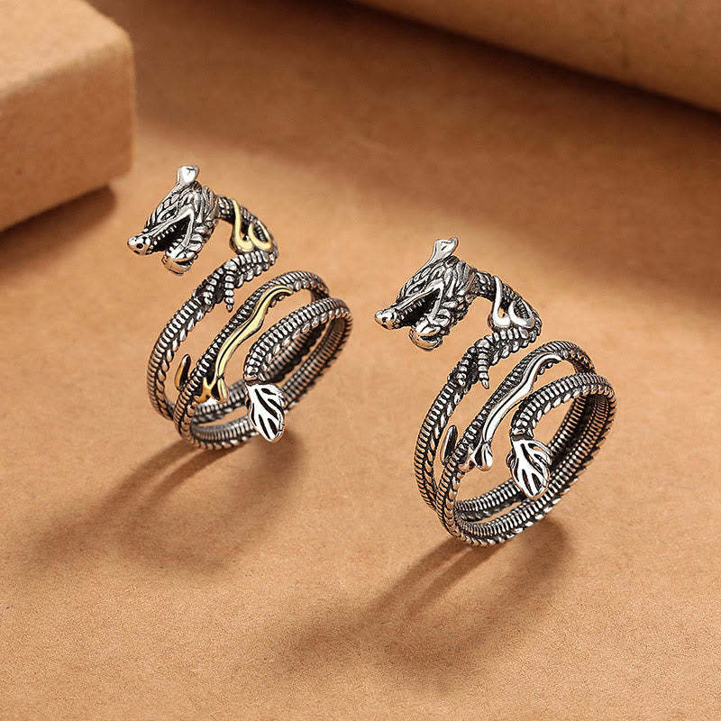 Vintage Dragon Pattern Copper Strength Ring