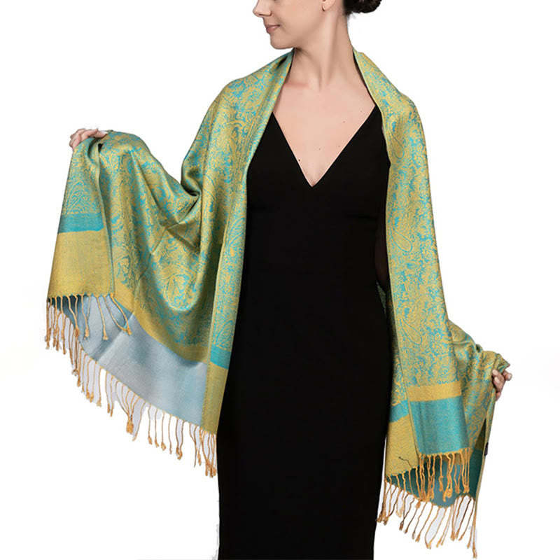 Tibetan Cashew Jacquard Tassels Shawl Spring Fall Winter Warm Cozy Scarf Wrap
