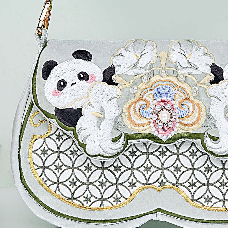 Panda Flowers Gourd Pendant Shoulder Bag Crossbody Bag