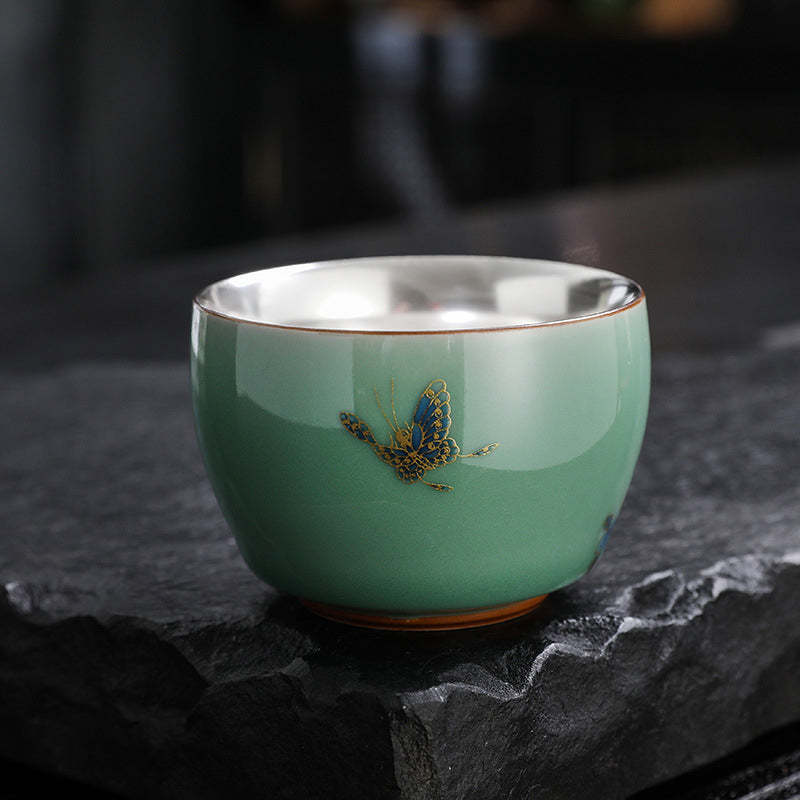 Butterfly Goldfish Lotus Koi Fish Ceramic Teacup Kung Fu Tea Cup 120ml