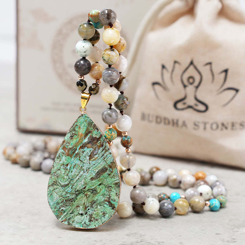 Natural Ocean Picasso Jasper Beaded Healing Neckace