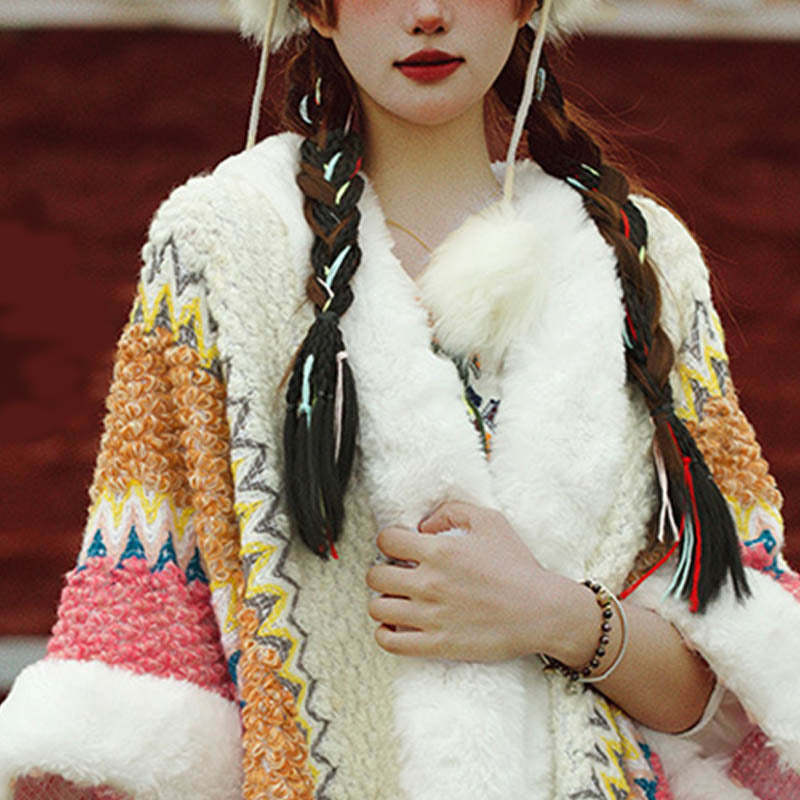 Tibetan Multicolored Striped Shawl Winter Cozy Travel Scarf Wrap