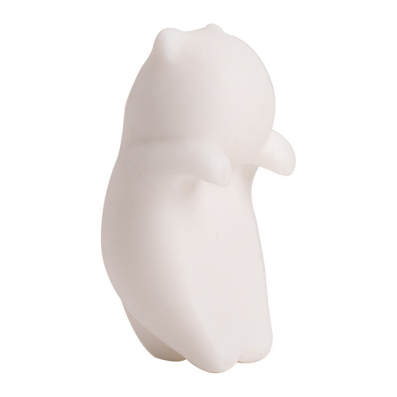 Mini Hanging White Cat Tea Pet Ceramic Home Desk Figurine Decoration