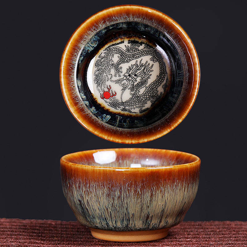 12 Chinese Zodiac Pattern Ceramic Teacup Kung Fu Jian Chinese Zhan Tea Cup 73ml
