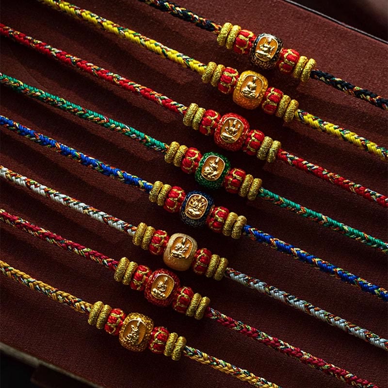 999 Gold Chinese Zodiac Natal mystic zen Year of the Snake Luck Handcrafted Rope Bracelet