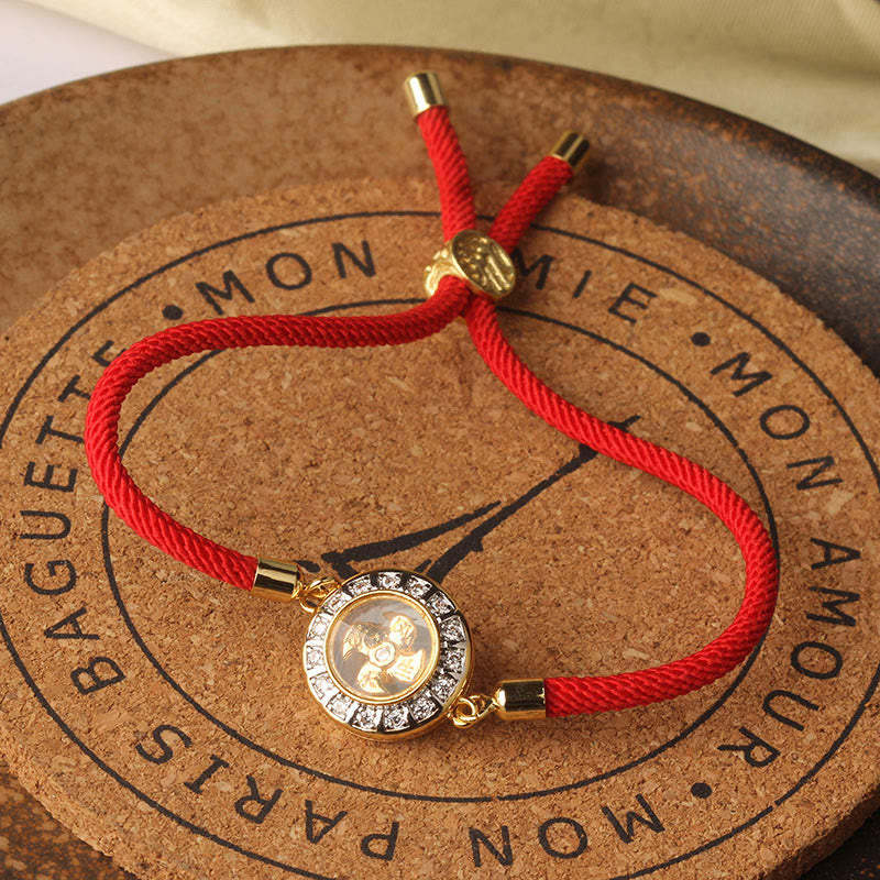 Copper Brass Feng Sheng Shui Qi Rotatable Windmill  Red String Faith Braided Bracelet