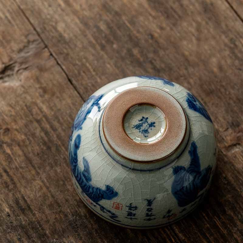 Jingdezhen Hand Painted Cute Tiger Ceramic Teacup Kung Fu Tea Cup Bowl 140ml