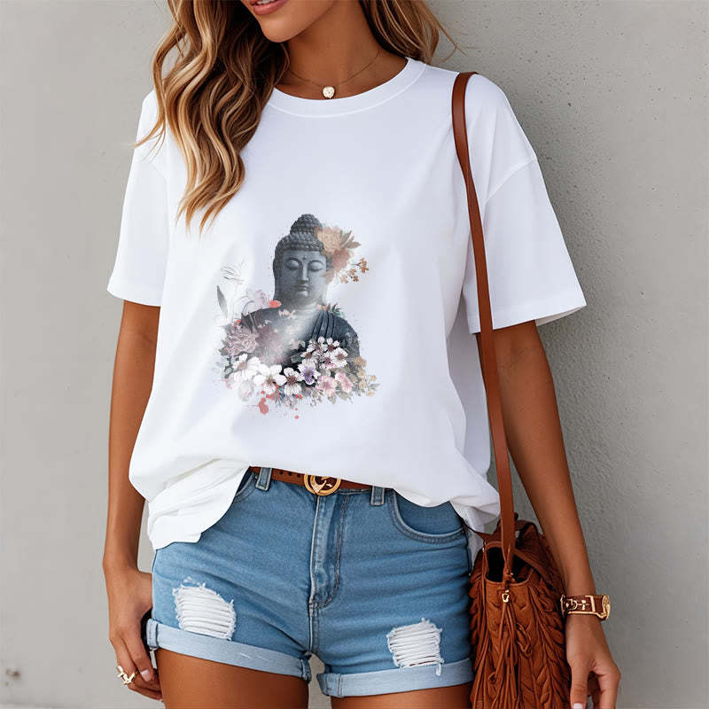 Colorful Flowers Surrounding mystic zen Pattern Tee T-shirt