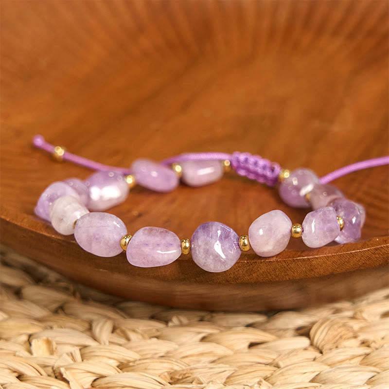 Irregular Shape Amethyst Braid String Balance Bracelet