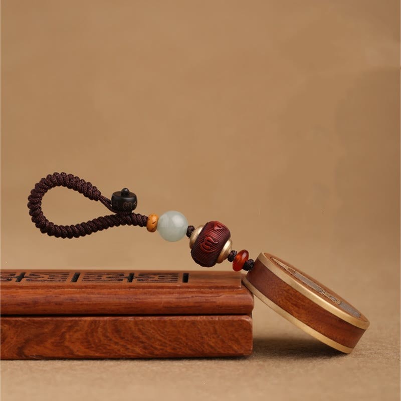 Ebony Wood Rosewood mystic zen Avalokitesvara Om Mani Padme Hum Balance Car Key Chain Decoration