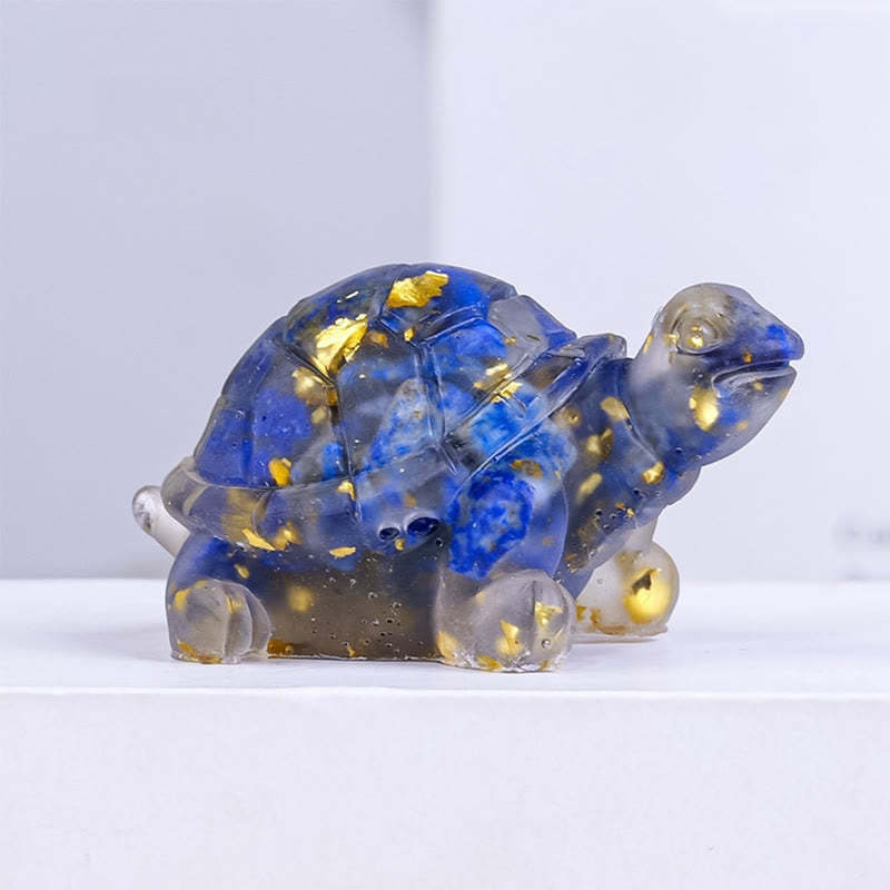 Natural Crystal Gravel Drip Resin Small Turtle Decoration Statue
