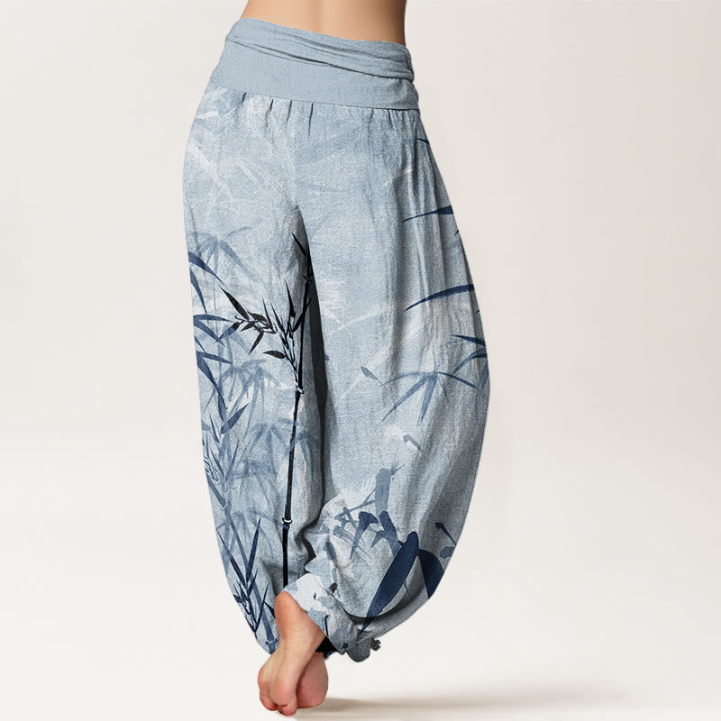 Casual Bamboo Leaves Women's Elastic Waist Harem Pants