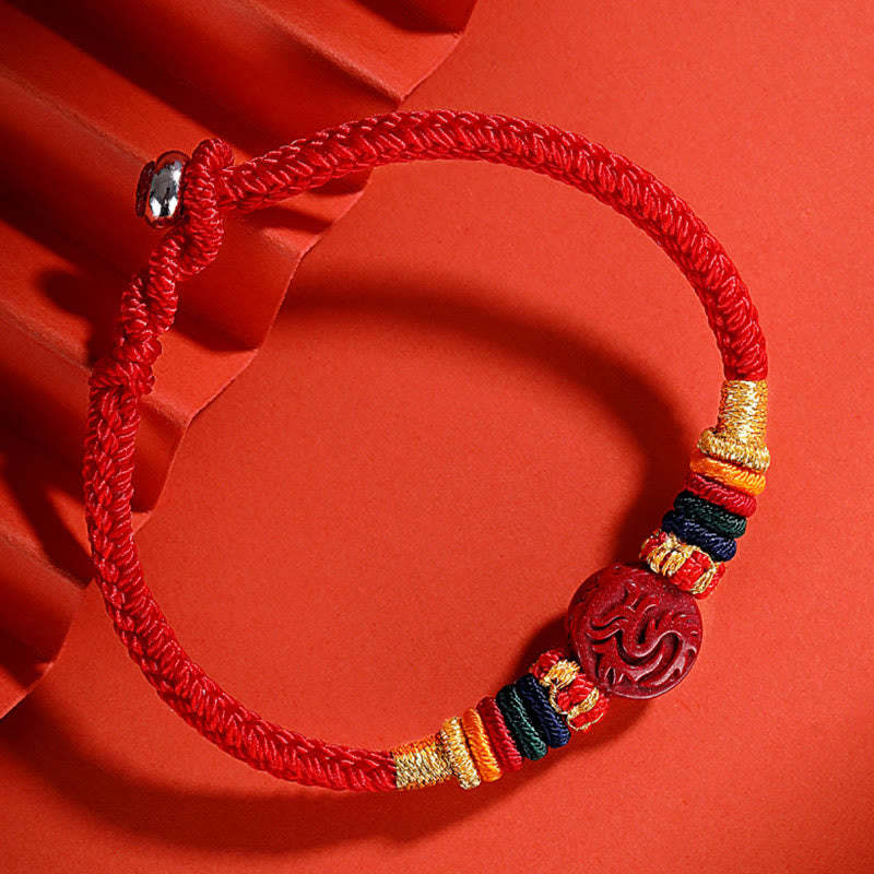 Year of the Dragon 925 Sterling Silver Chinese Zodiac Cinnabar Auspicious Matches Blessing Bracelet