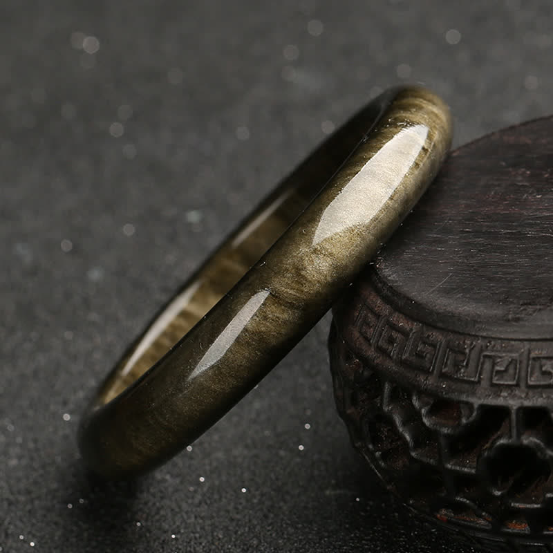 Gold Sheen Obsidian Silver Sheen Obsidian Protection Bracelet Bangle