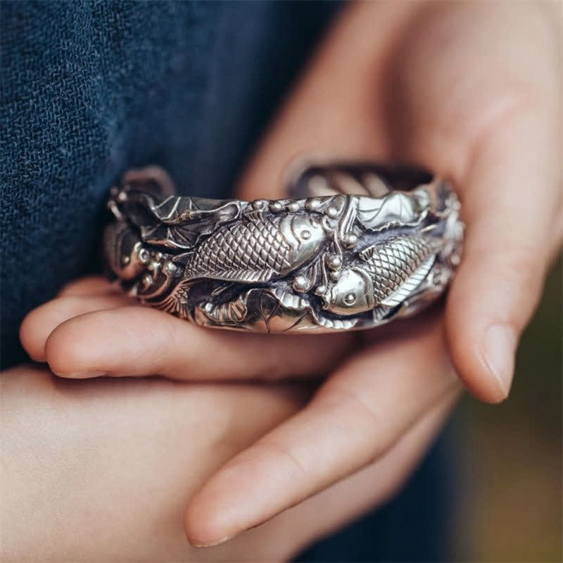 Koi Fish Lotus Luck Wealth Bracelet Bangle
