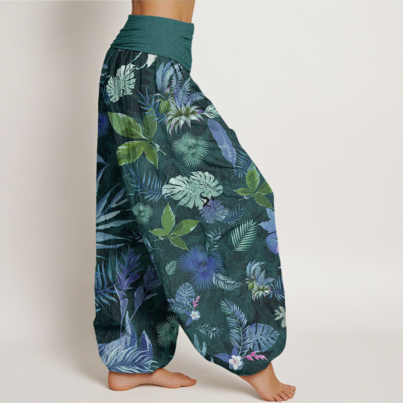 Colorful Tropical Foliage Women's Elastic Waist Harem Pants