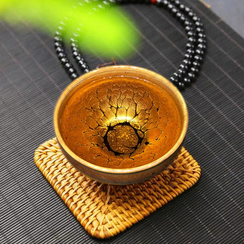 Gold Spot Pattern Chinese Jianzhan Ceramic Teacup Kung Fu Tea Cup Bowl With Gift Box