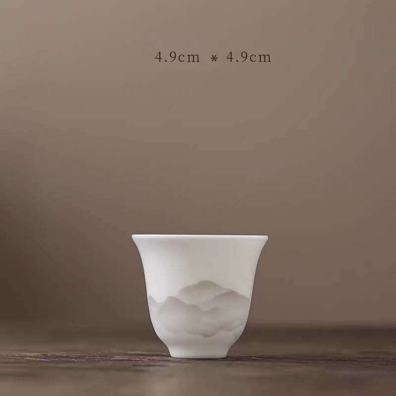 Vintage Ink Painting Mountain White Porcelain Ceramic Gaiwan Sancai Teacup Kung Fu Tea Cup And Saucer With Lid Tea Utensil Teapot
