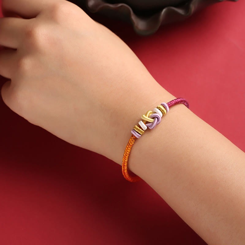 Colorful String Heart Knot Protection Braided Bracelet