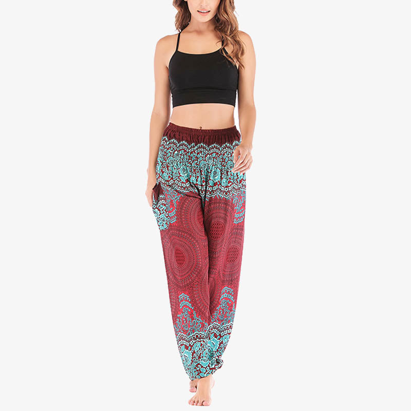 Round Geometric Pattern Loose Casual Harem Trousers High Waist Women's Yoga Pants
